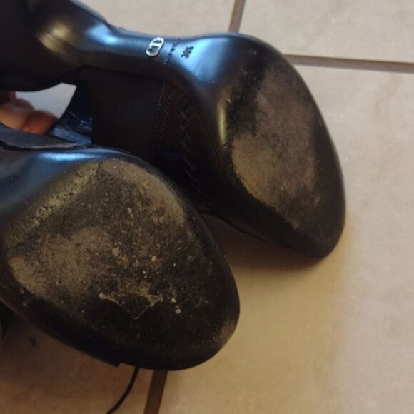 Dior black heel lace up peeptoe heeled leather bootie box stiletto Italy size 9 - Picture 10 of 14